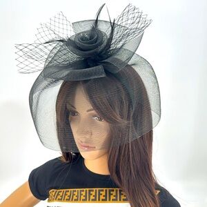 Vintage Feather Lace Mesh Veil Derby Wedding Church Headpiece Fascinator